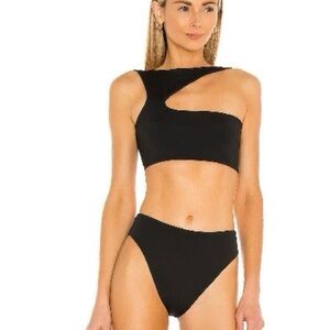 Riot Swim Stylish Black One-Shoulder Bikini Set